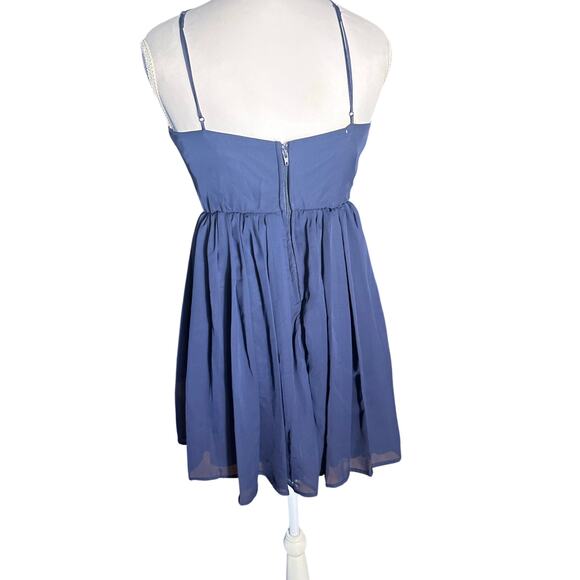 Trixxi Navy Sequin Bodice Spaghetti Strap Semi Formal Small Homecoming Dress - Picture 2 of 7